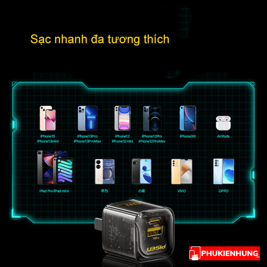 Củ sạc nhanh Pisen Quick ice Crystal PD 20W Explorer 6 Quick ice Crystal PD 20W Explorer 7