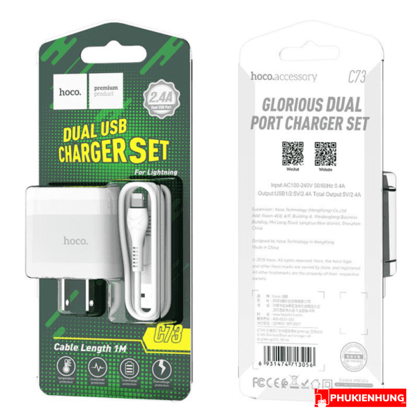 Bo cu sac USB HOCO C73 Lightning Type C Micro 8