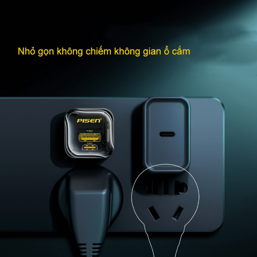 Củ sạc nhanh Pisen 30W Quick Ice Crystal 2 cổng 4 Cu sac nhanh Pisen Quick ice crystal Dual port QP 30W PKH 1