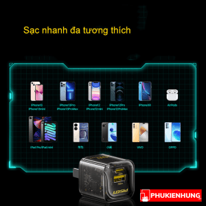 Củ sạc nhanh Pisen 30W Quick Ice Crystal 2 cổng 13 Cu sac nhanh Pisen Quick ice crystal Dual port QP 30W PKH 3