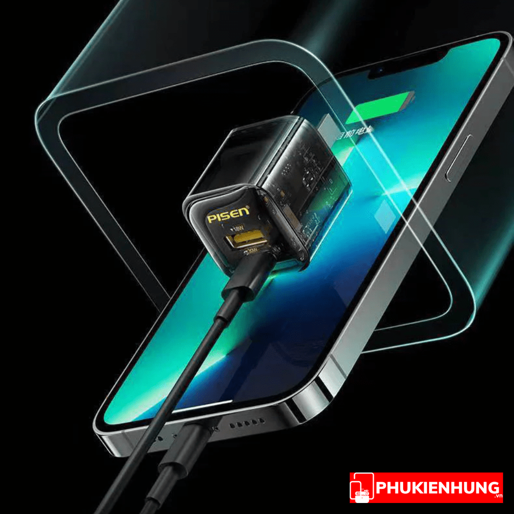 Củ sạc nhanh Pisen 30W Quick Ice Crystal 2 cổng 8 Cu sac nhanh Pisen Quick ice crystal Dual port QP 30W PKH 8