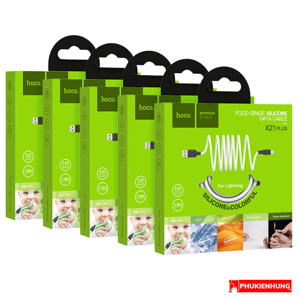 Dây cáp sạc iPhone chống rối Hoco X21 Plus 4 Day sac iPhone Hoco X21 Plus 1