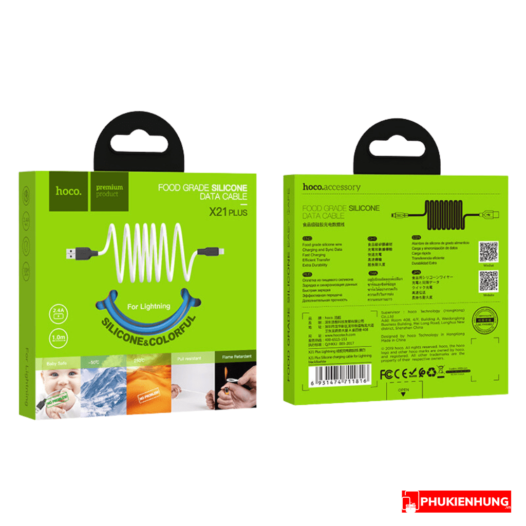 Dây cáp sạc iPhone chống rối Hoco X21 Plus 5 Day sac iPhone Hoco X21 Plus 2