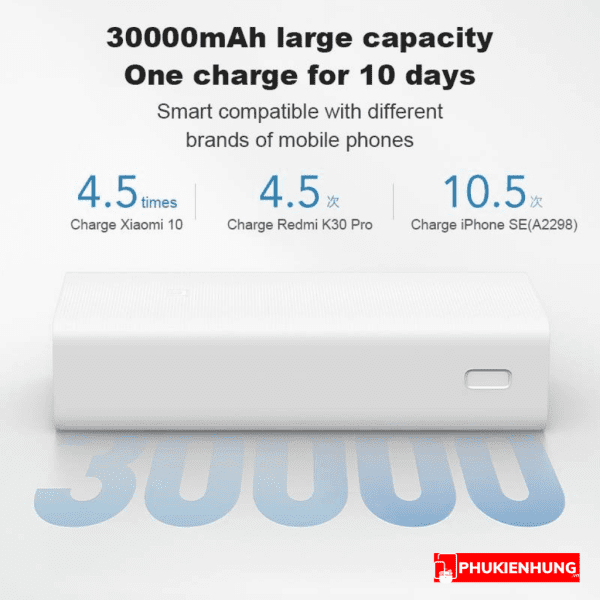 Pin sac du phong Xiaomi Gen 3 30000 mAh 18W PB3018ZM 6